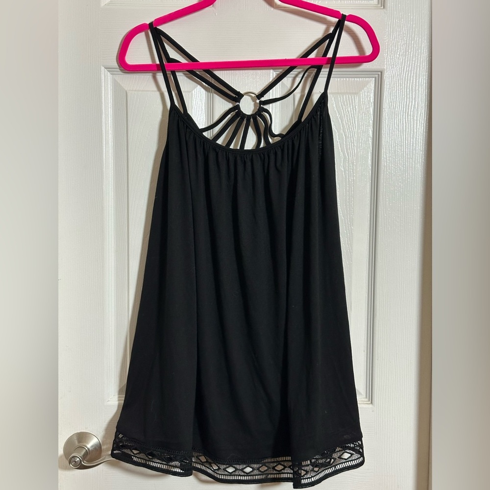 Plus Size Rosegal Black Strappy  Top